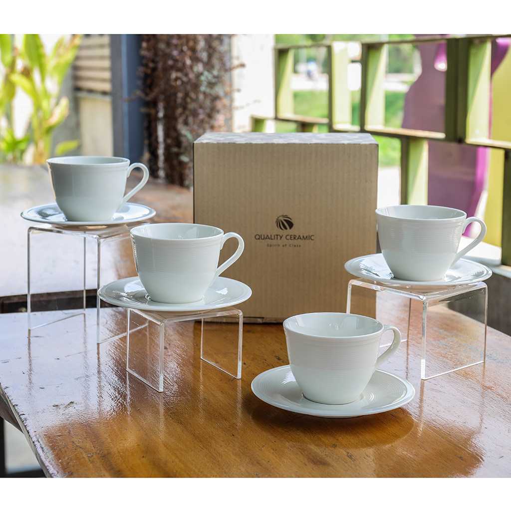 ชุดแก้วกาแฟ 8 ชิ้น Color Loop สีขาว