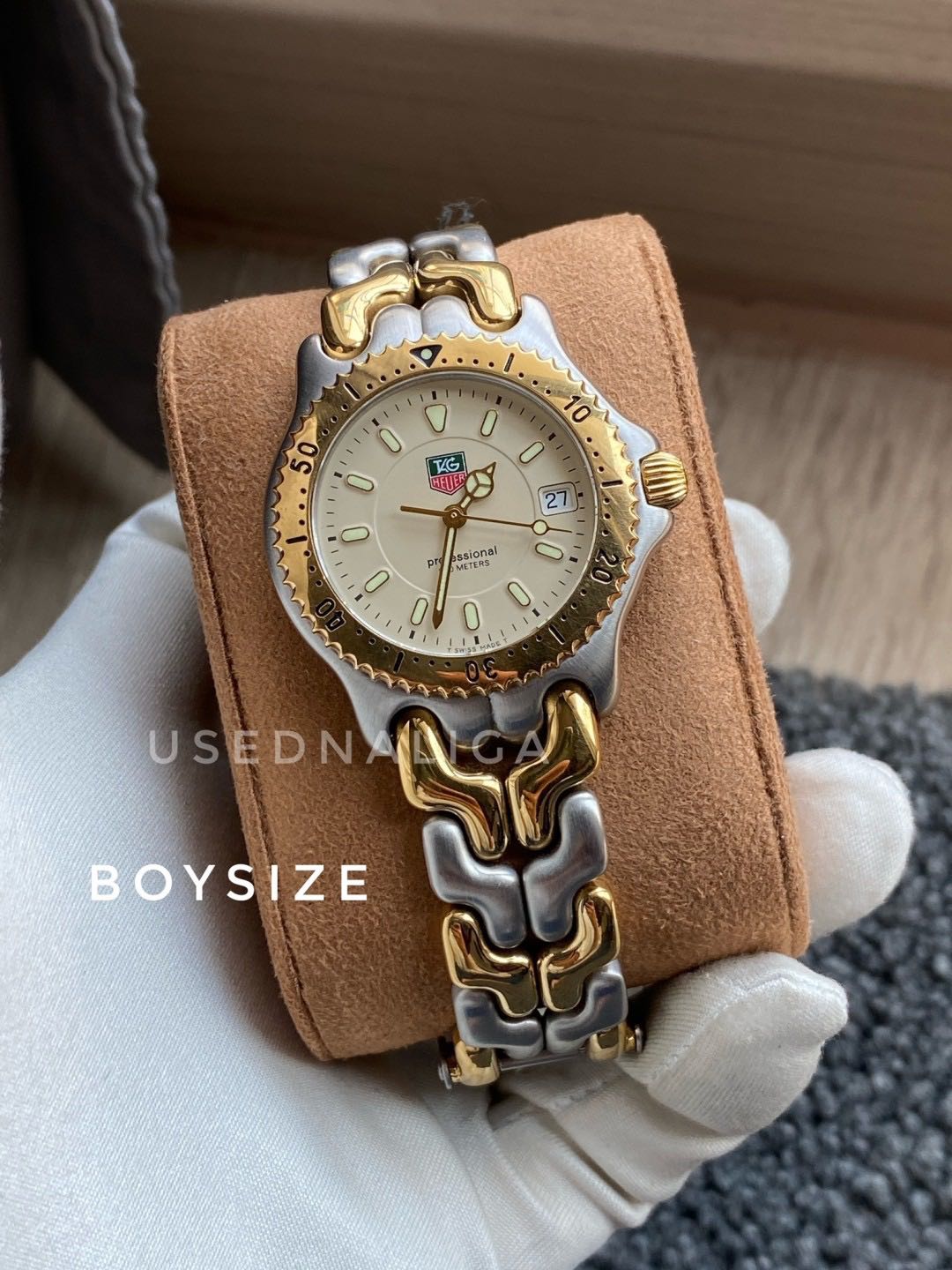 Tag Heuer ก้างปลาสีครีม2ชั้นBoy size (33mm) ทองเดิมOriginal จากศูนย์TAG
