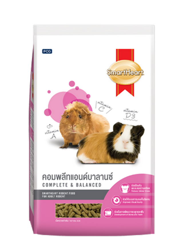 อาหารสัตว์ฟันแทะ Smartheart Rodent อาหารหนูตะเภา สำหรับหนูแกสบี้ ชินชิล่า หนูขวัญ ขนาด 1กก.