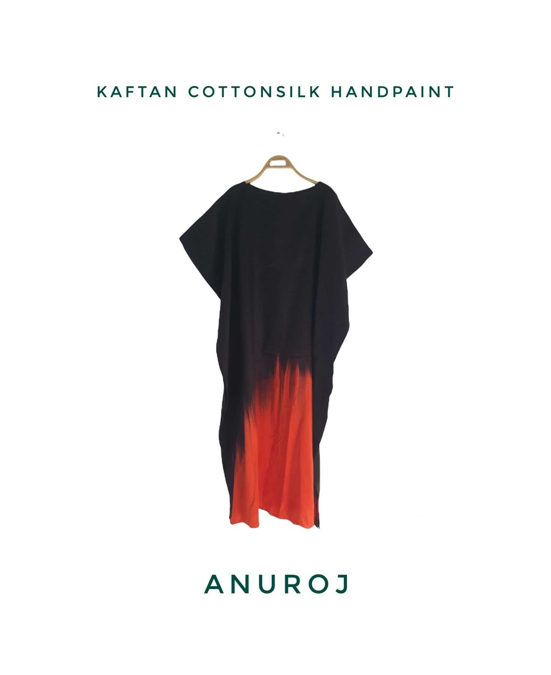 (Pre-order)ANUROJ HANDPAINT คาฟทานปีกค้างคาว เดรสผ้าคอตต้อนเรยอน ลายกราฟฟิค ฟรีไซส์