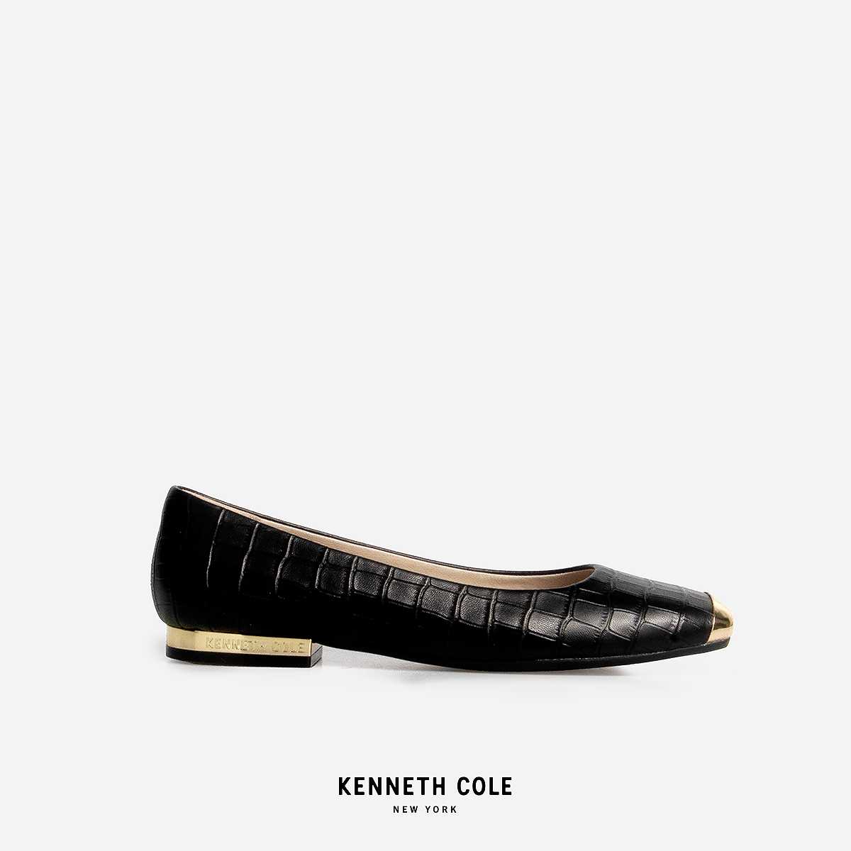 KENNETH COLE x ANNE รองเท้าส้นแบนรุ่น ASTAIRE FLATS JET BLACKCROC สีดำจระเข้ ( FLT - KF14077LE-967 )