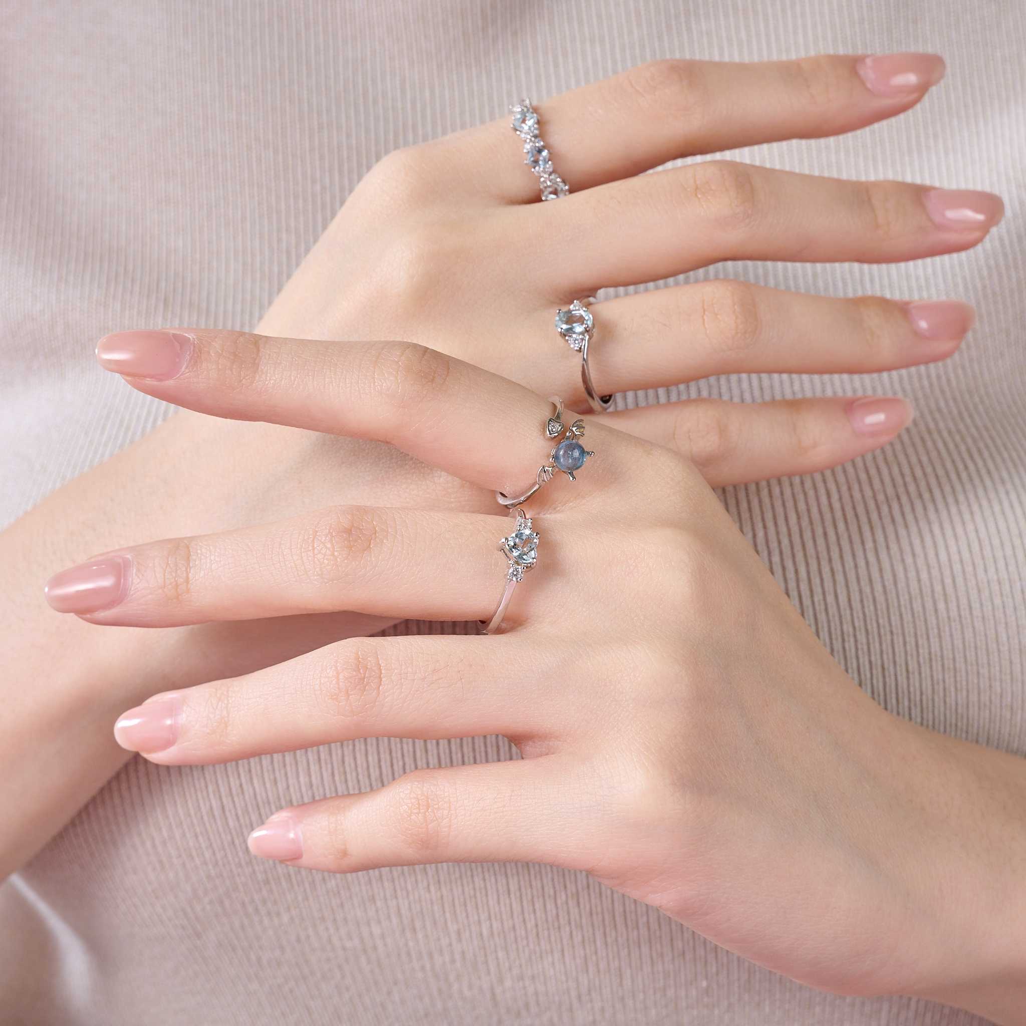 💍 แหวนคริสตัลพลังงาน 🩵 Aquamarine 🩵 เงินแท้ 92.5%