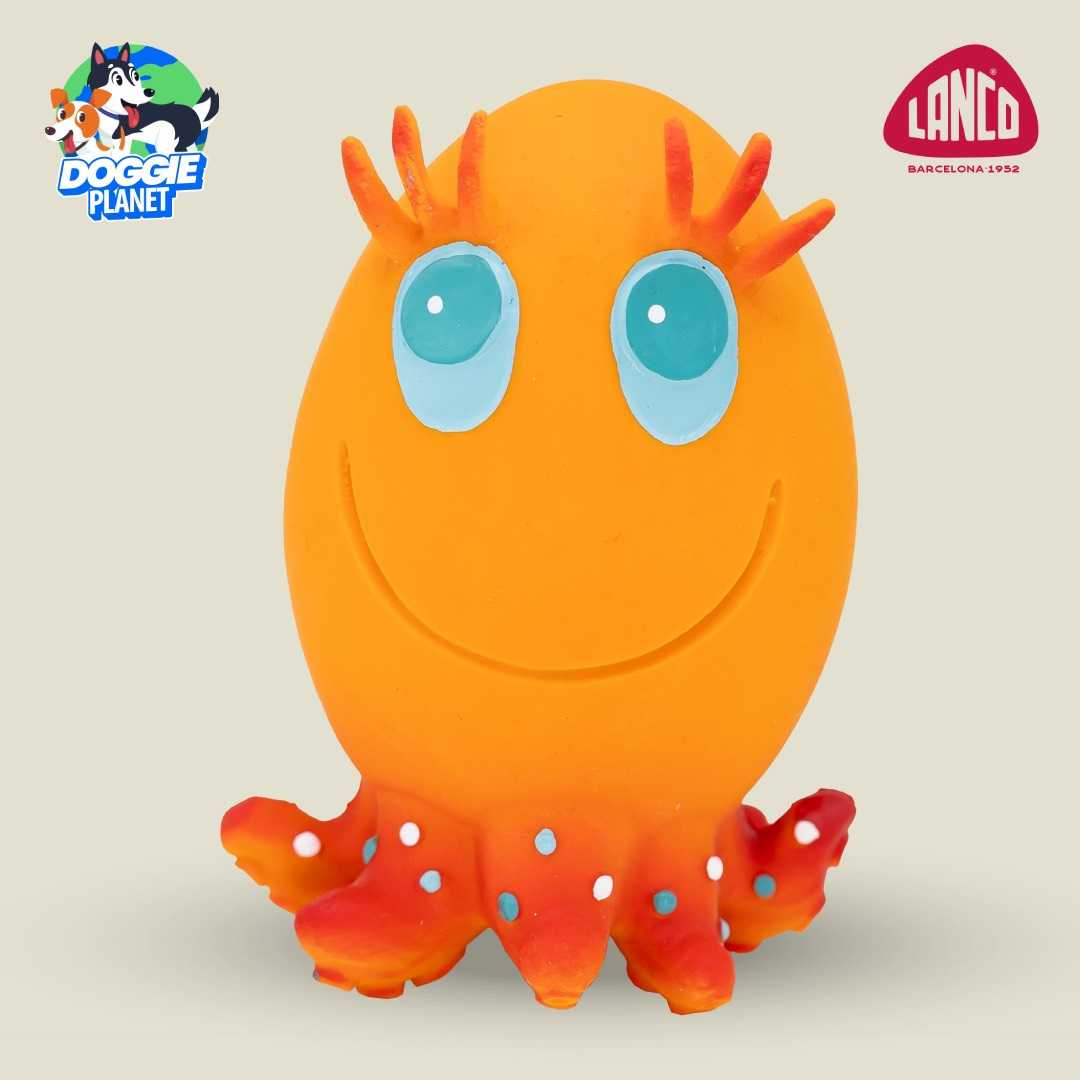 Lanco Jellyfish Egg ของเล่นสุนัขคาบเล่น ลูกบอลไข่ บีบมีเสียง (ยางธรรมชาติ ทนทาน)