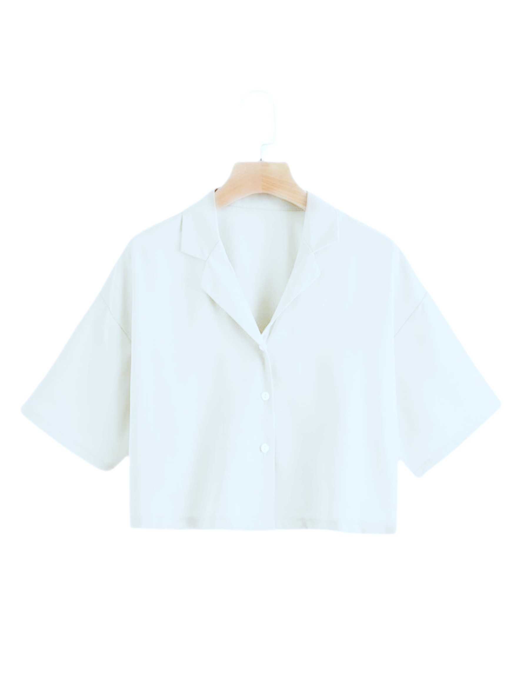 bp เสื้อเชิ้ต ครอป ผู้หญิง ผ้าไหมอิตาลี ใส่สบาย สไตล์มินิมอล สีขาว