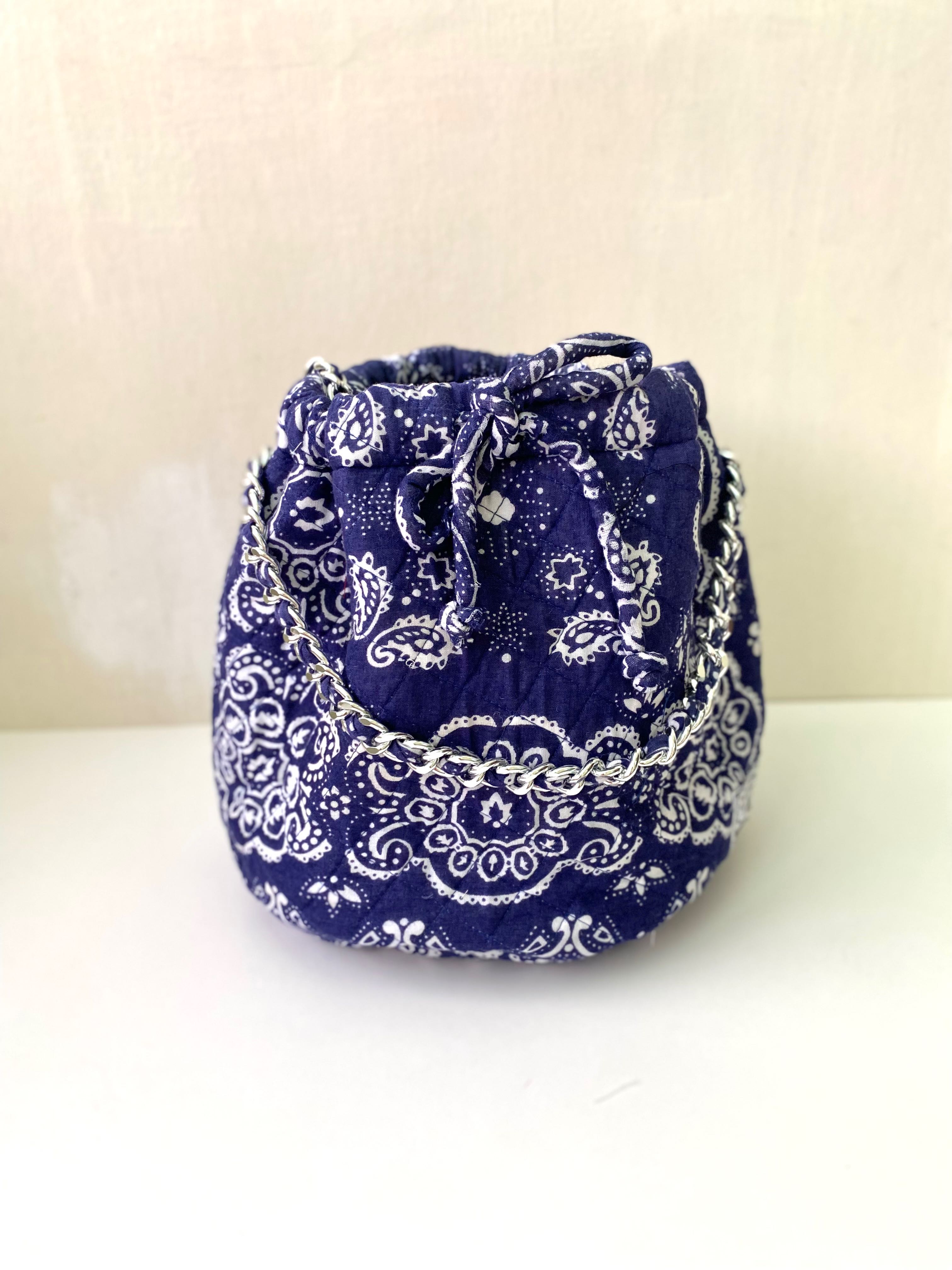 Navy Blue Dumpling Bandana Bag