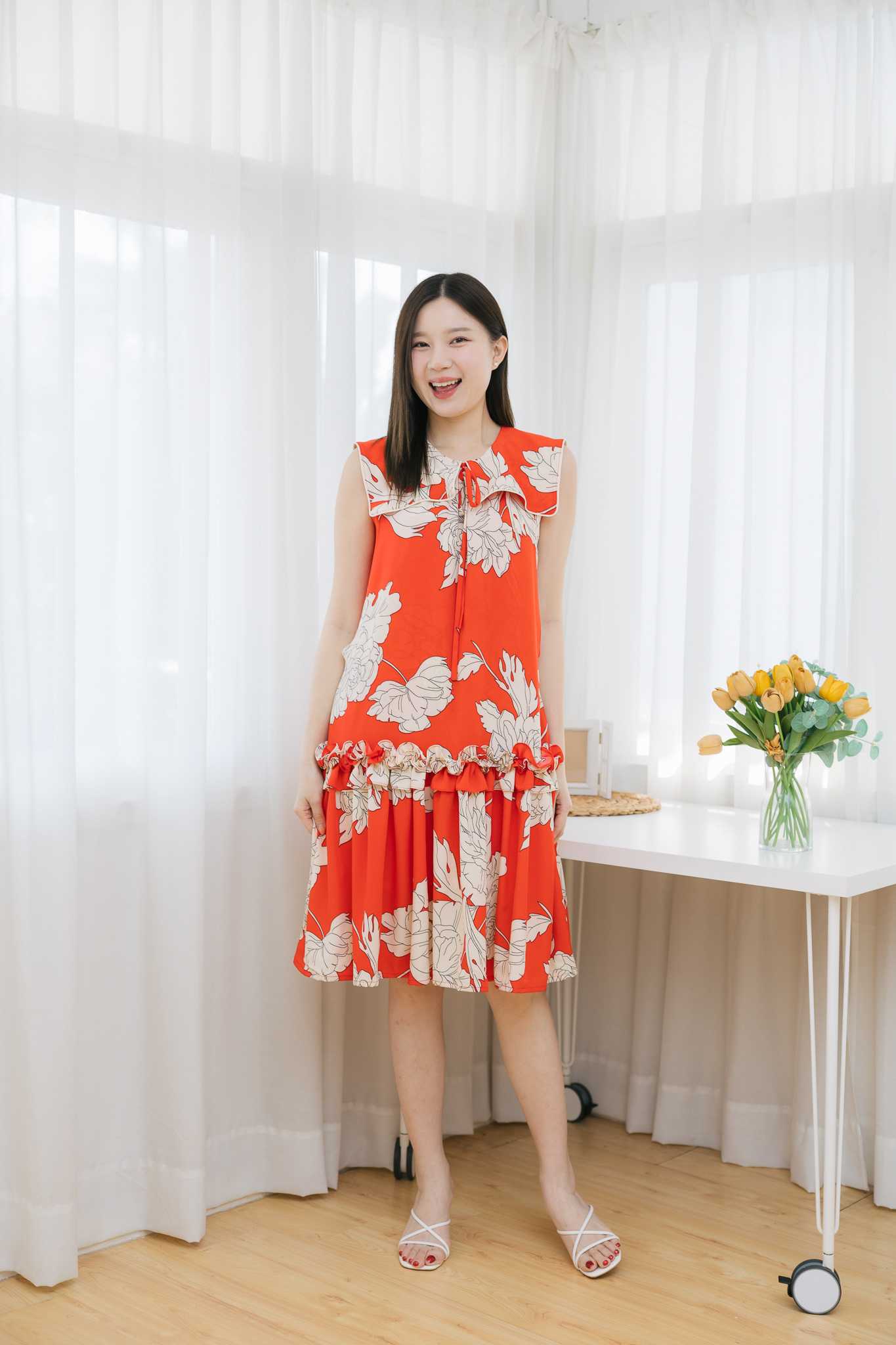 ชุดให้นม Red chinese dolly dress