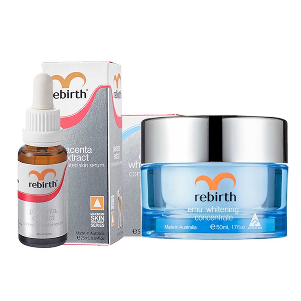 Rebirth เซรั่มรกแกะเข้มข้น45% 25 ml. แพ็คคู่กับ ครีมอีมูสูตรเข้มข้น 50g. ราคาประหยัด