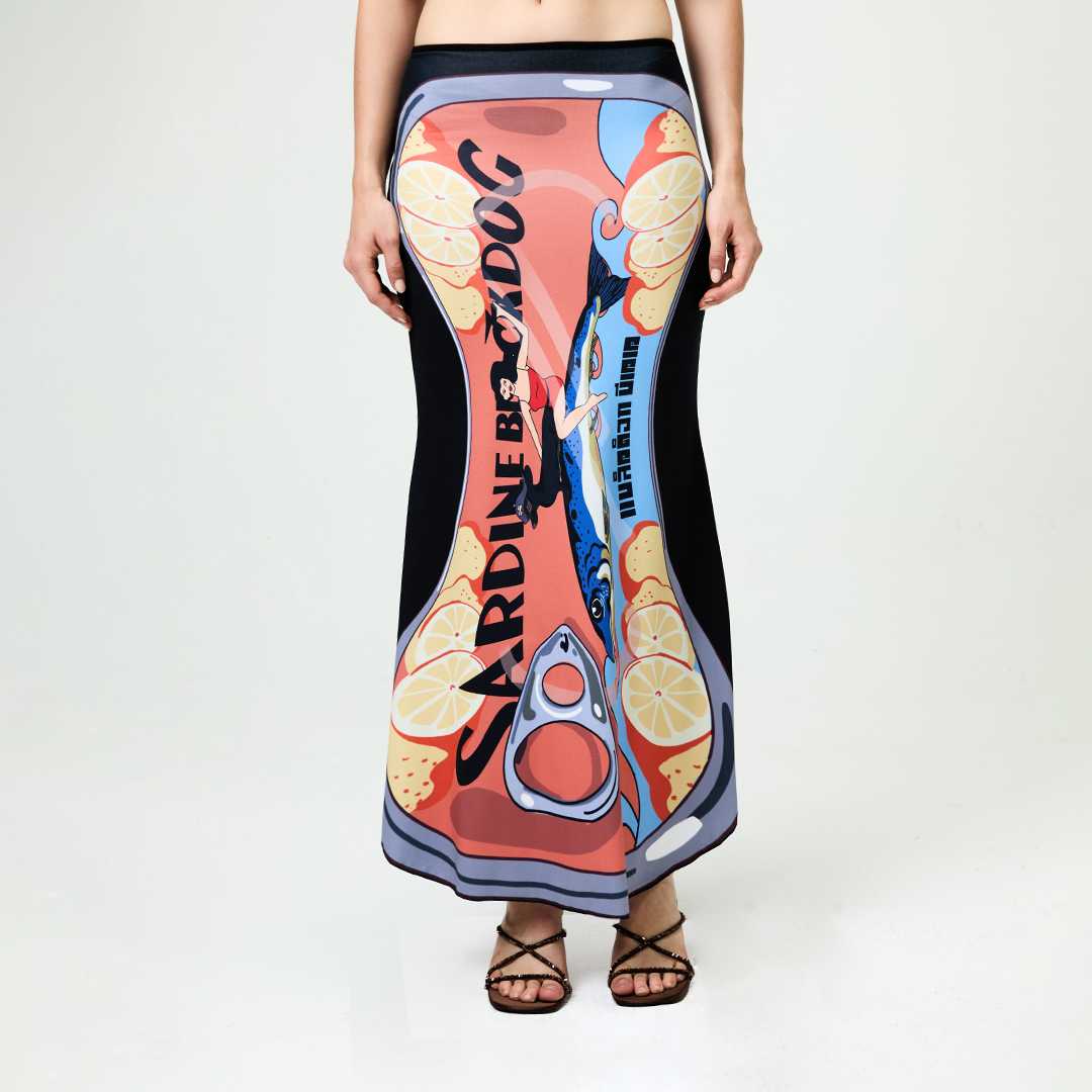 BLACKDOG BKK - SS2505 - Sardine can skirt  - กระโปรงผ้ายืดพิมพ์ลาย