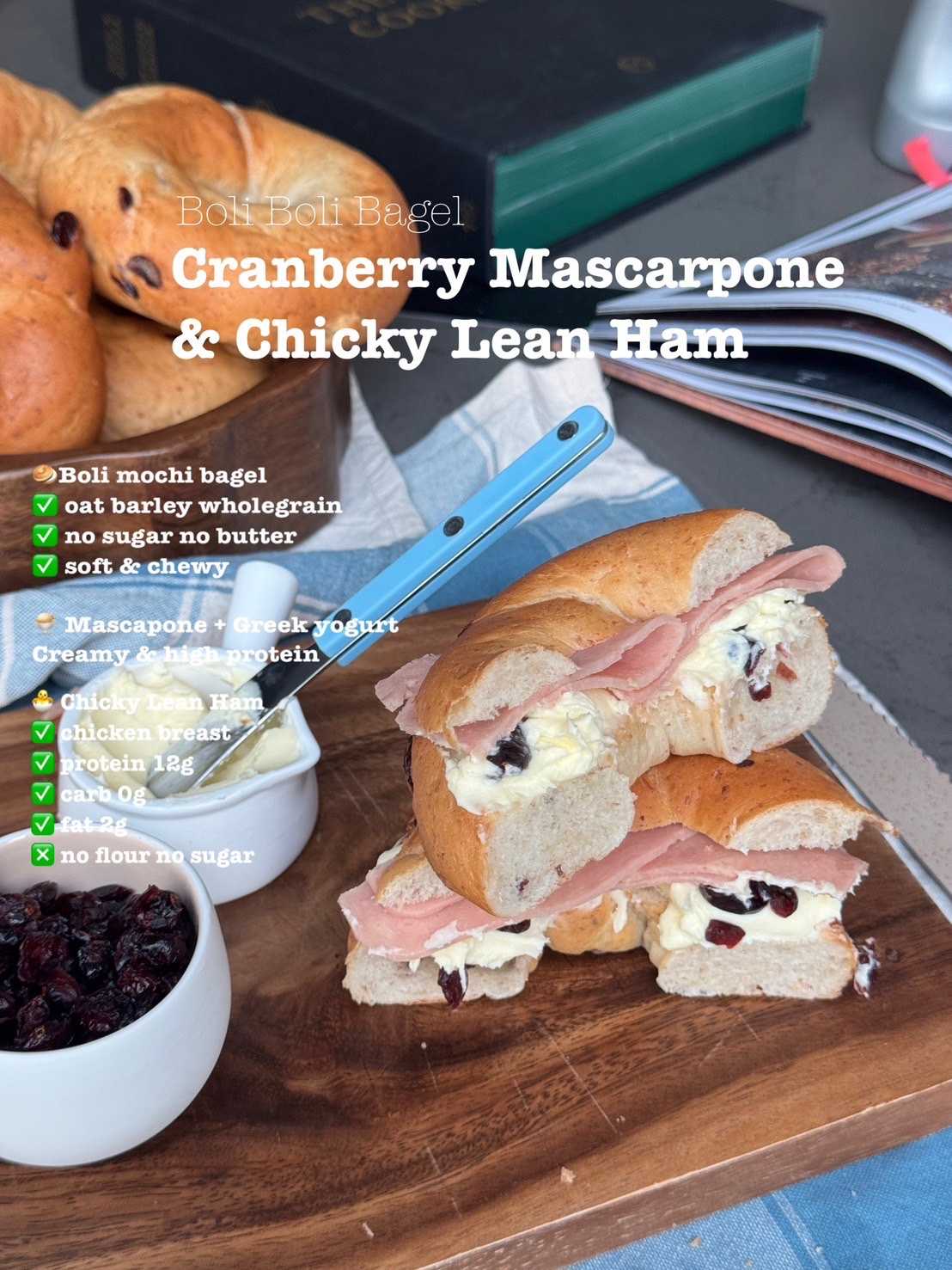 Boli Bagel - Cranberry Mascarpone & Chicky Lean Ham 🐤🥯