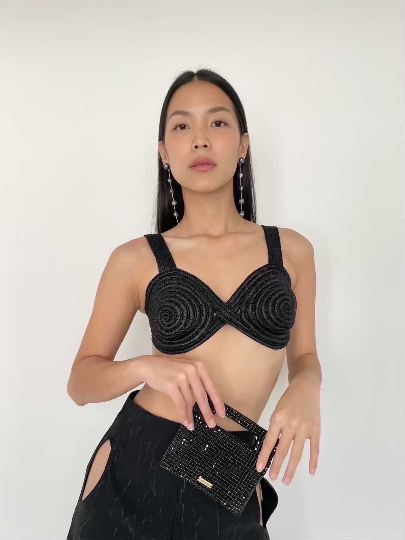 SALE Cult Gaia GABI CROCHET TOP - BLACK