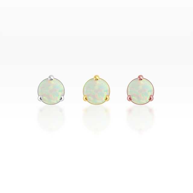 PiercingRoomByJay Three Prong Opal Flat Back เงินแท้ (ราคาต่อชิ้น)