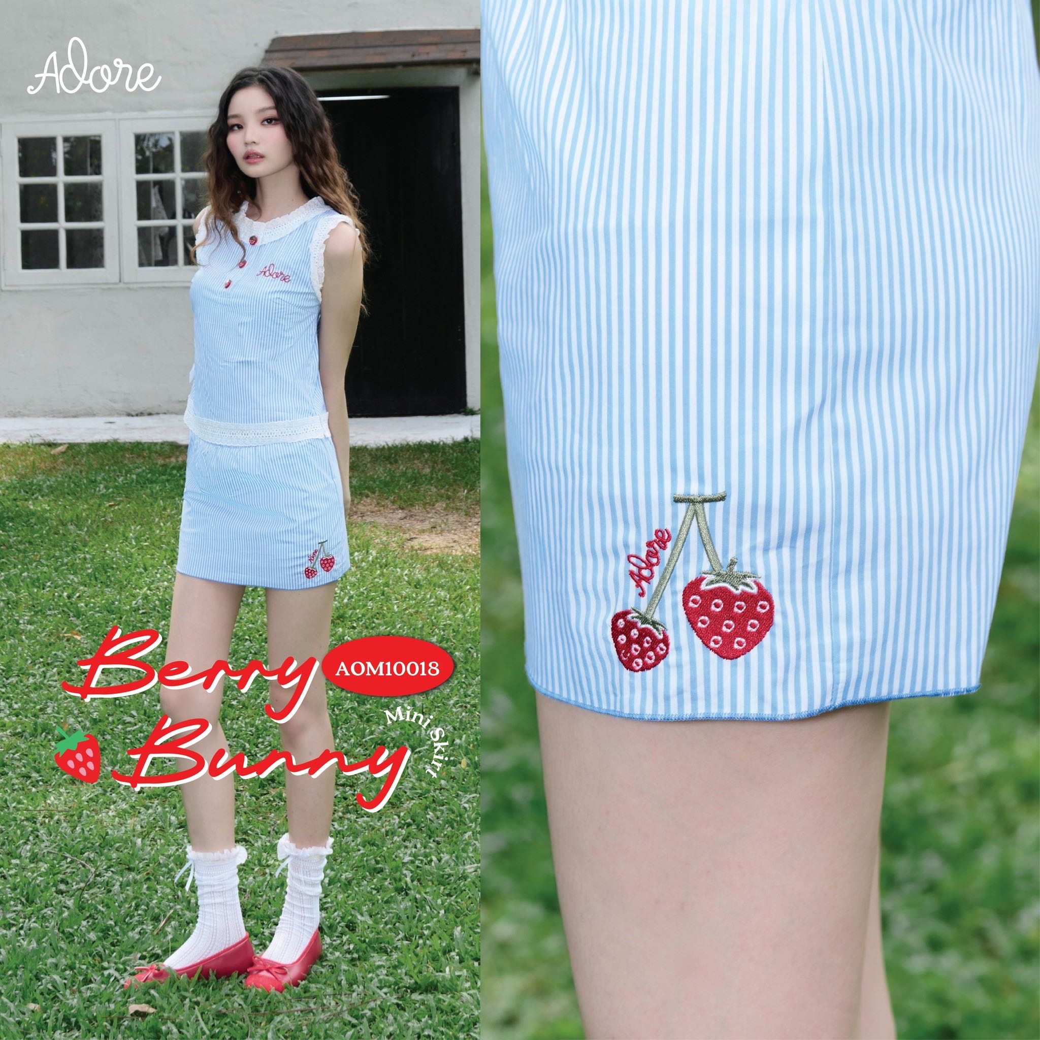 ADORE2112 AOM10018 : BERRY BUNNY MINI SKIRT