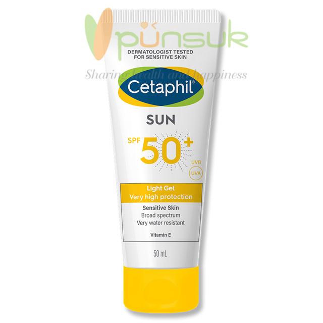 Cetaphil SUN SPF 50+ Light Gel Face & Body 50ml. เซตาฟิล ซัน เอสพีเอฟ 50+ ไลต์เจล