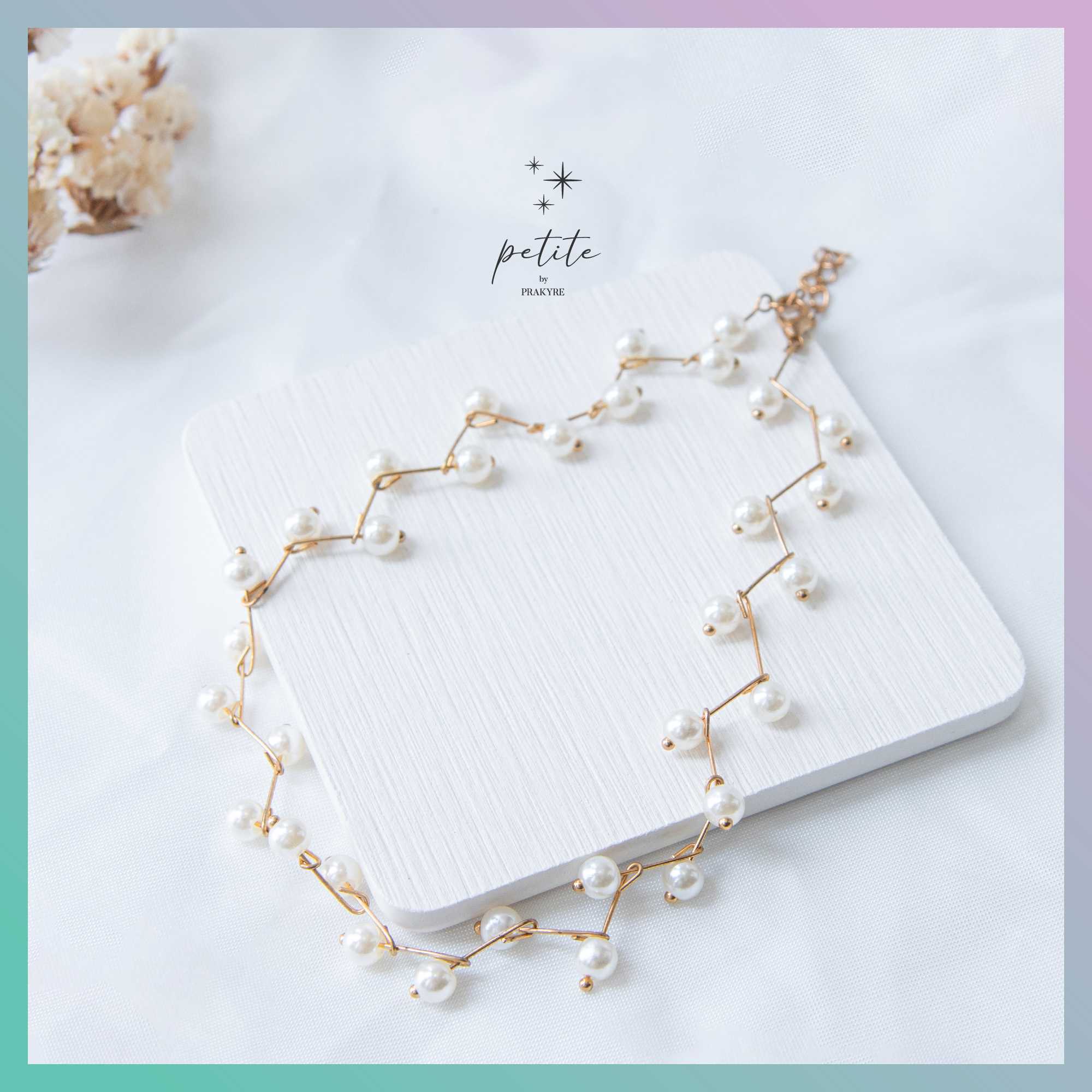 Pearl Dangle Necklace - สร้อยคอ ไข่มุกสไตล์วินเทจ สีทอง