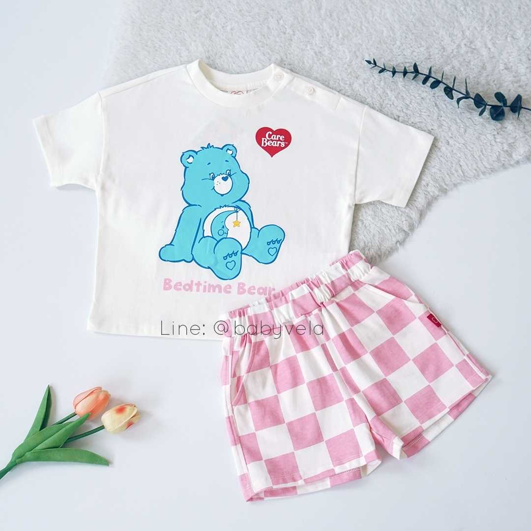 Care Bears Good Night Bedtime Bear Checkerboard Short Sleeve Tops and Bottoms (Ivory)