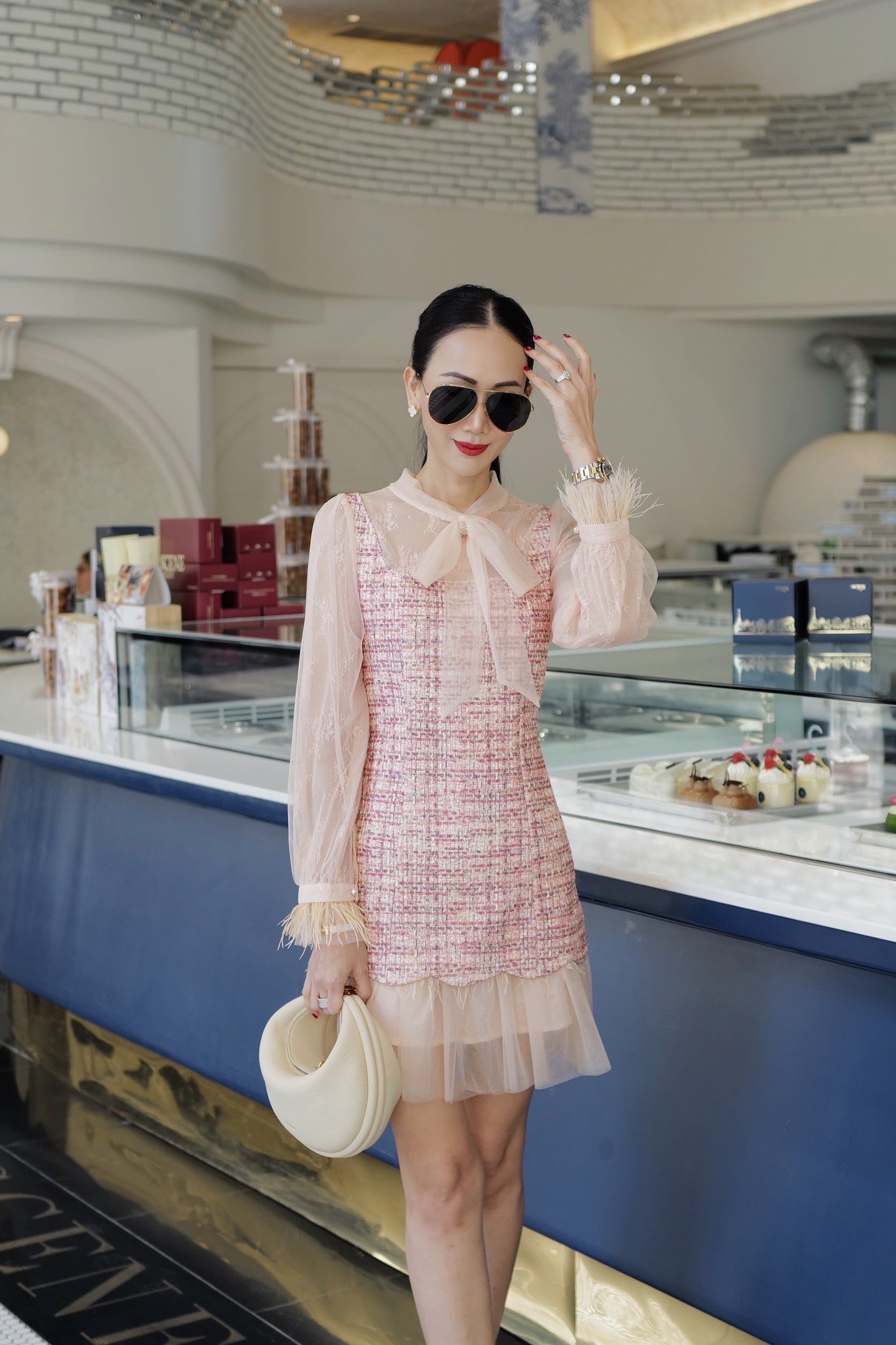 📌พร้อมส่ง…PINK COTTON TWEED DRESS 