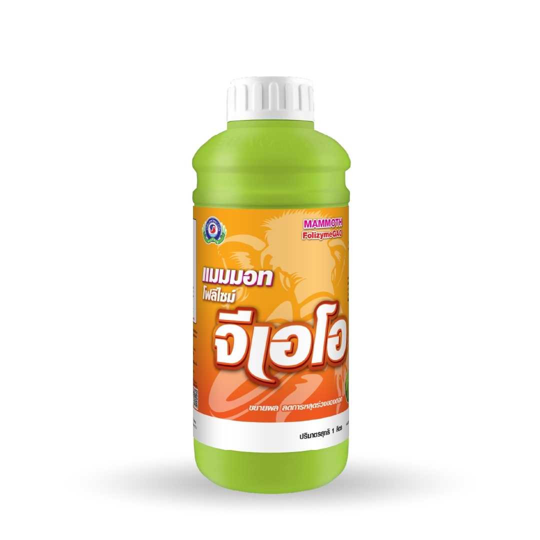 แมมมอท โฟลิไซม์ จีเอโอ ขนาด 1 ลิตร│เทพวัฒนา ตราปลาคู่│ปุ๋ย ฮอร์โมนพืช ลดหลุดร่วง