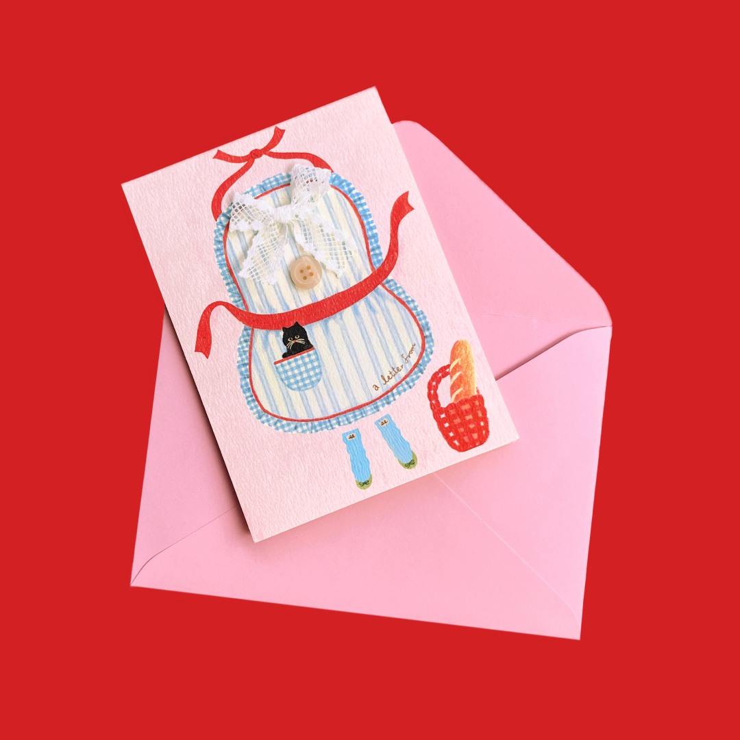 [a letter from] button card - apron