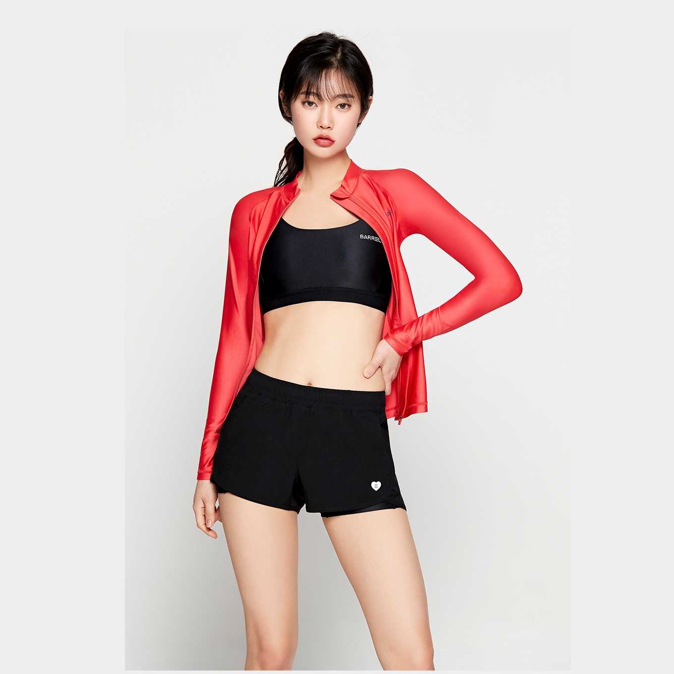 Women Piha Zip Up Rashguard TOMATO