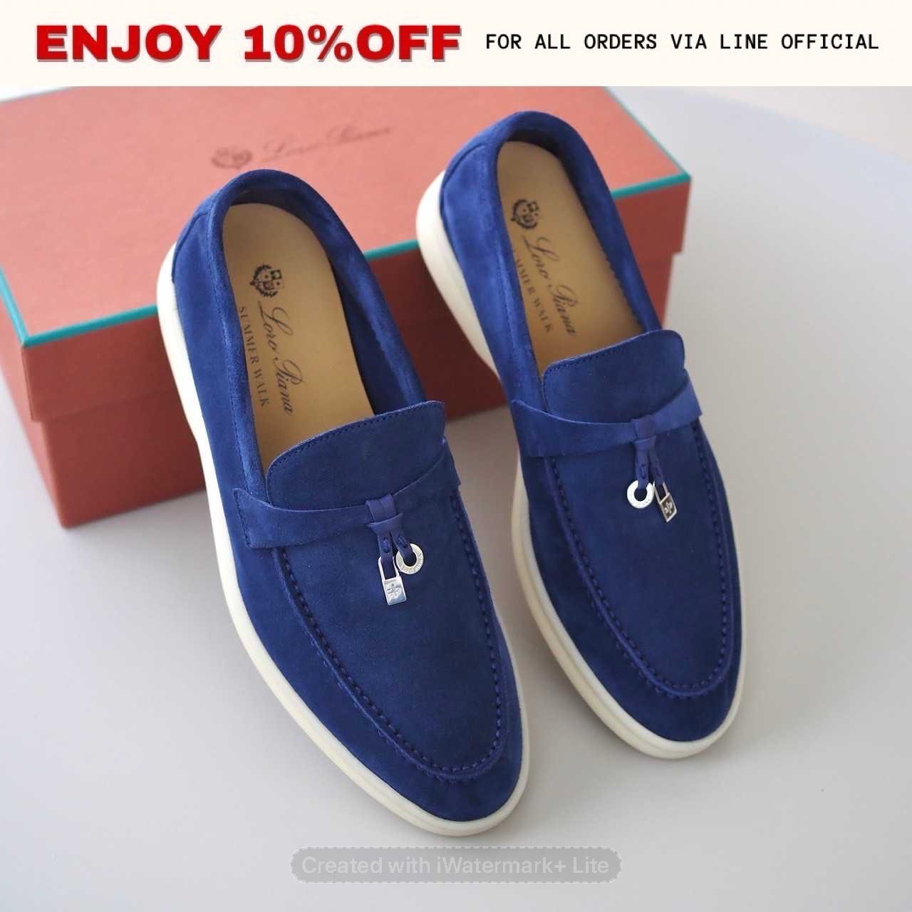 NEW! LORO PIANA  Summer Charms Walk Loafers สี Blue Fluorite | Shoes