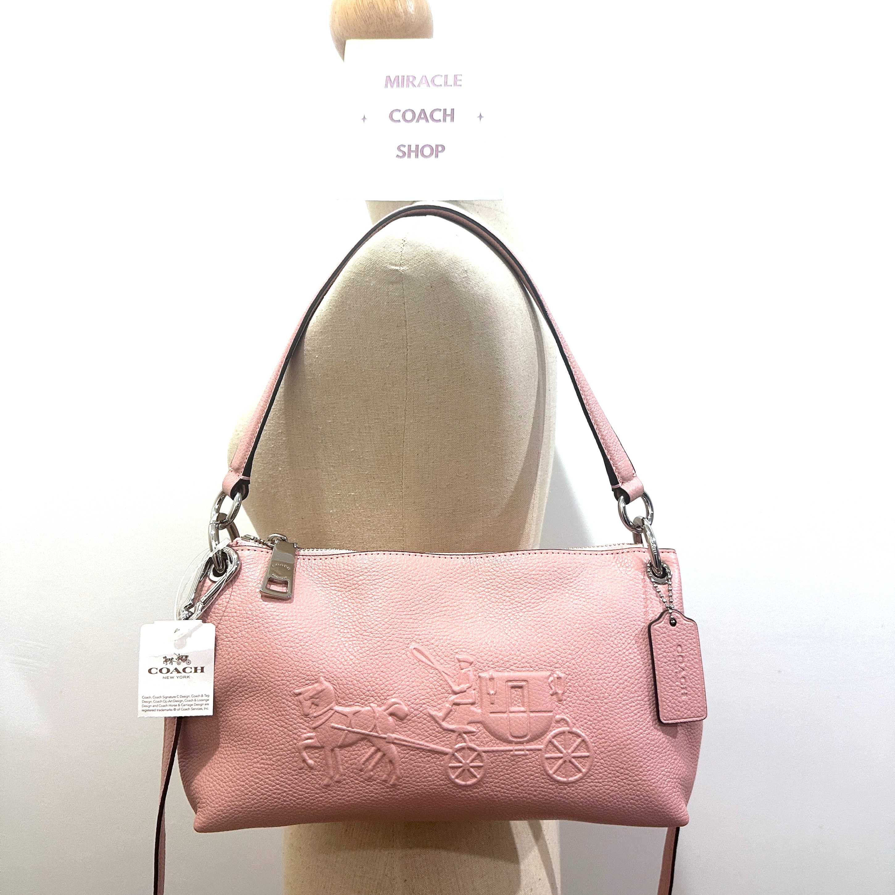 กระเป๋าถือ COACH ของแท้ มือ 1 COACH 33521 EMBOSSED HORSE AND CARRIAGE CHARLEY Blush