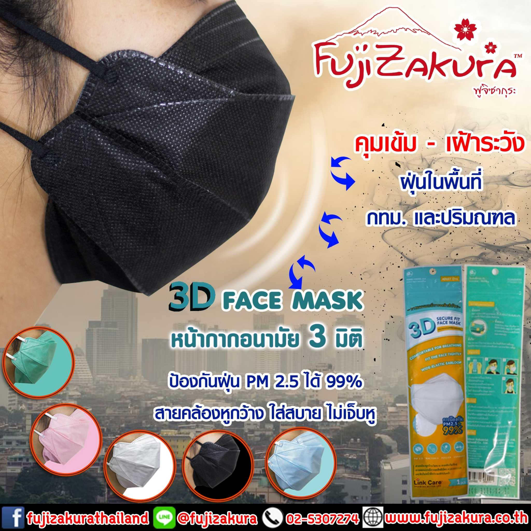หน้ากากผู้ใหญ่ กันฝุ่น PM 2.5 (แพ็ค 5 ชิ้น) คละสี