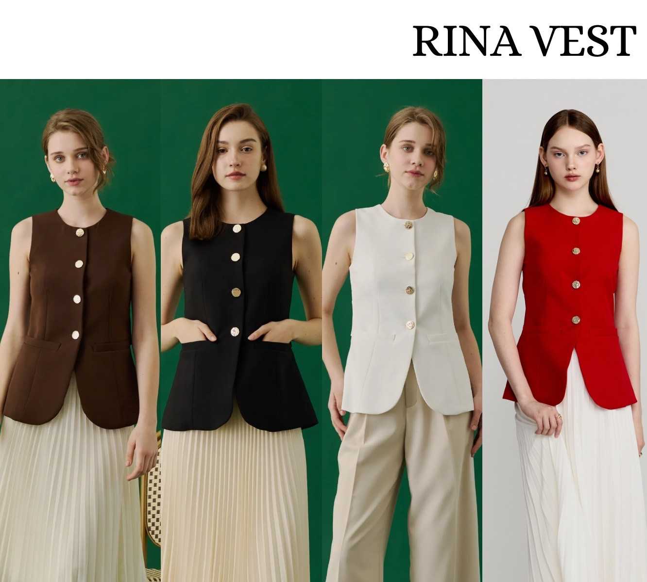 MAVE เสื้อ รุ่น Rina Vest สี Red,Mocha,Off white,Black