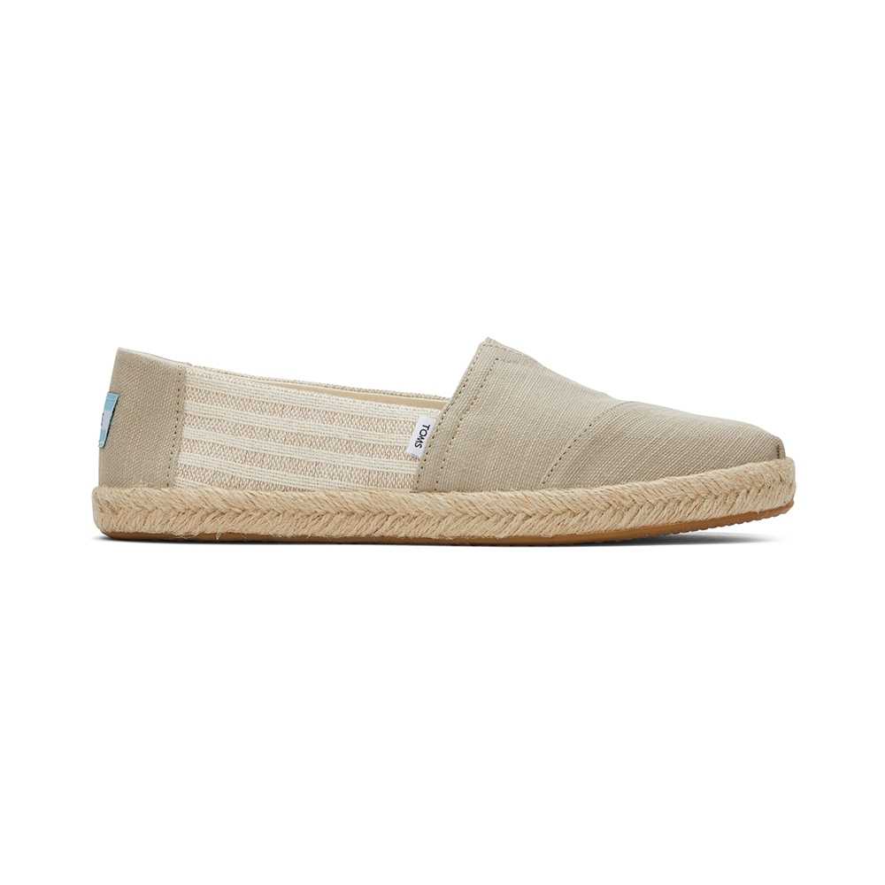 TOMS รองเท้าลำลองผู้หญิง รุ่น Alpargata Rope Oxford Tan Recycled Cotton University Stripes (CC)