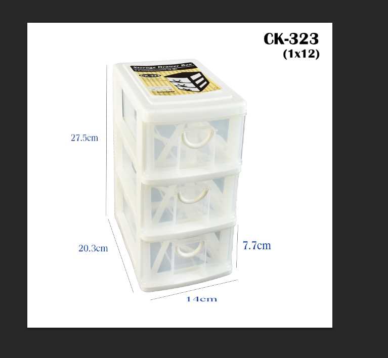 กล่องลิ้นชักมินิ 3 ชั้น CK-323 บรรจุ 12 ชิ้น/ ลัง