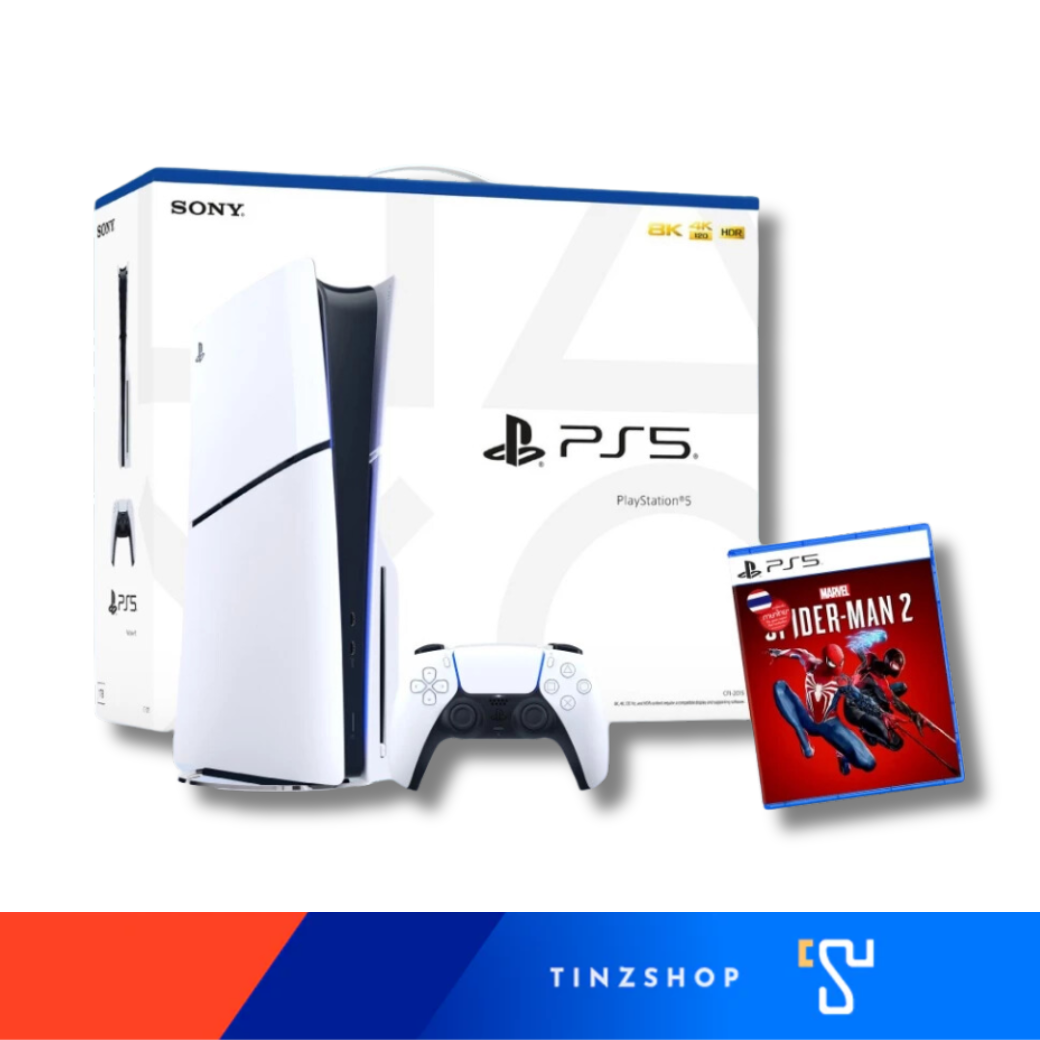 PlayStation5 Slim Disc Edition รุ่นใส่แผ่น (ประกันศูนย์ไทย) + แผ่นเกม PS5 Spider Man2