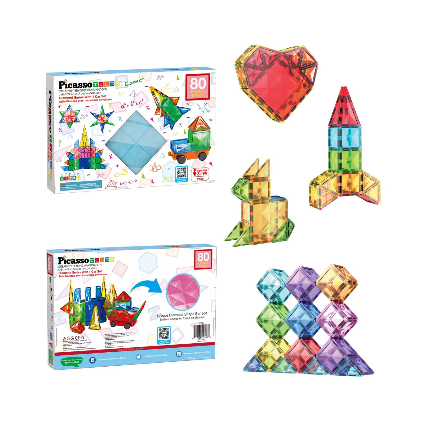 PicassoTiles 80 Pc Magnetic Building Block Set w/ Car