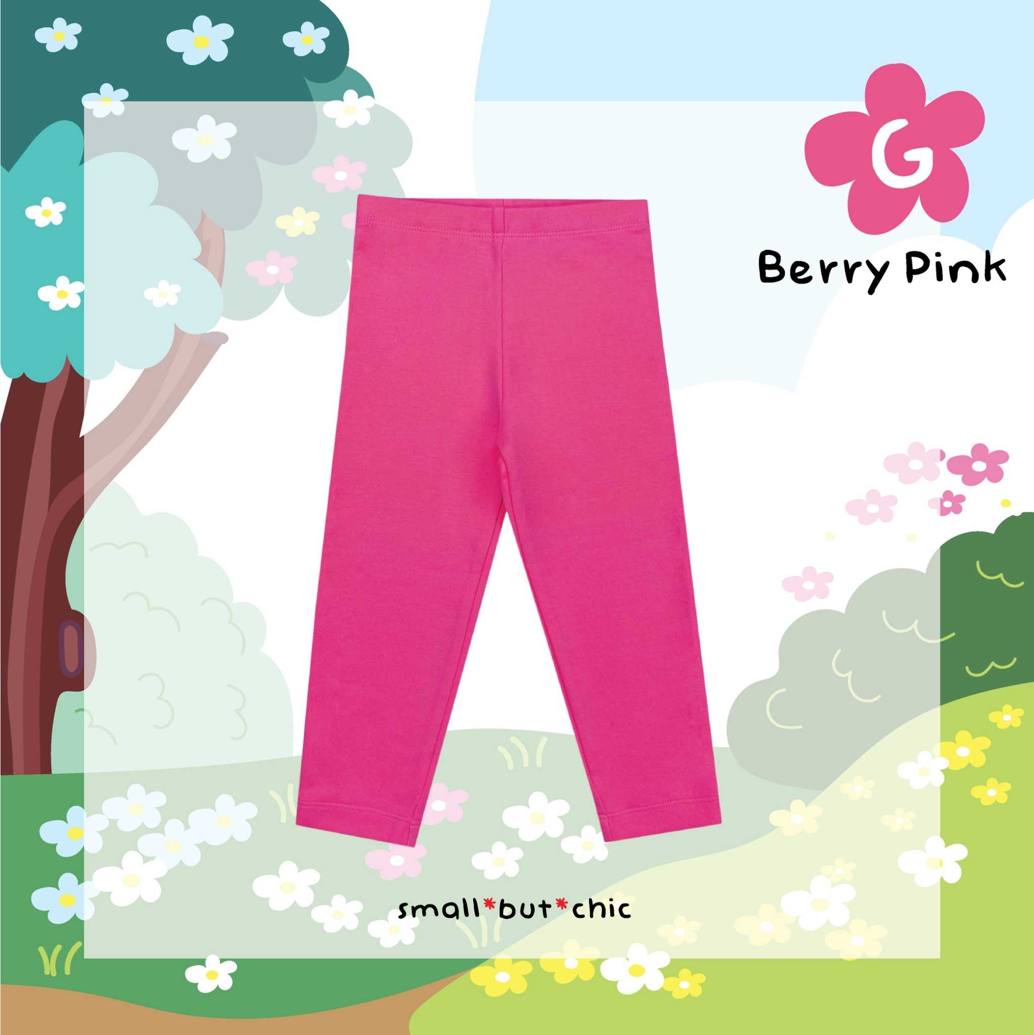 French Terry เลกกิ้งขายาวสีชมพูสด(LG-066G)
