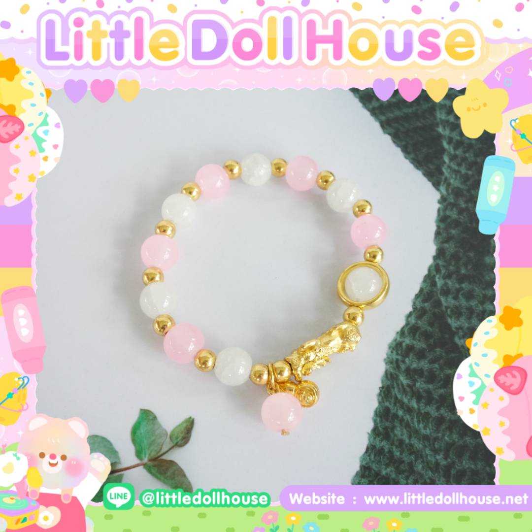 📮SALE!!ส่งฟรี!!📿กำไลข้อมือปี่เซียะเรียกทรัพย์ สีชมพู เสริมดวงการเงิน ค้าขาย โชคลาภ แก้ชง