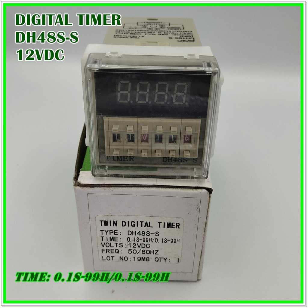 TYPE:DH48S-S DIGITAL TIMER TWIN ทวินไทเมอร์ DIN48x48MM. TIME RANGE: 0.1S-99H/0.1-99H
