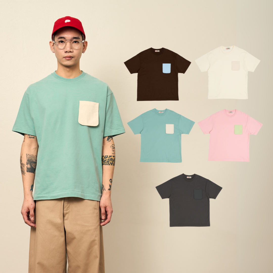 PALINI Out Of Town เสื้อยืด Pocket Tee Oversized ( Offwhite / Mint / Pink / Grey / Chocolate )
