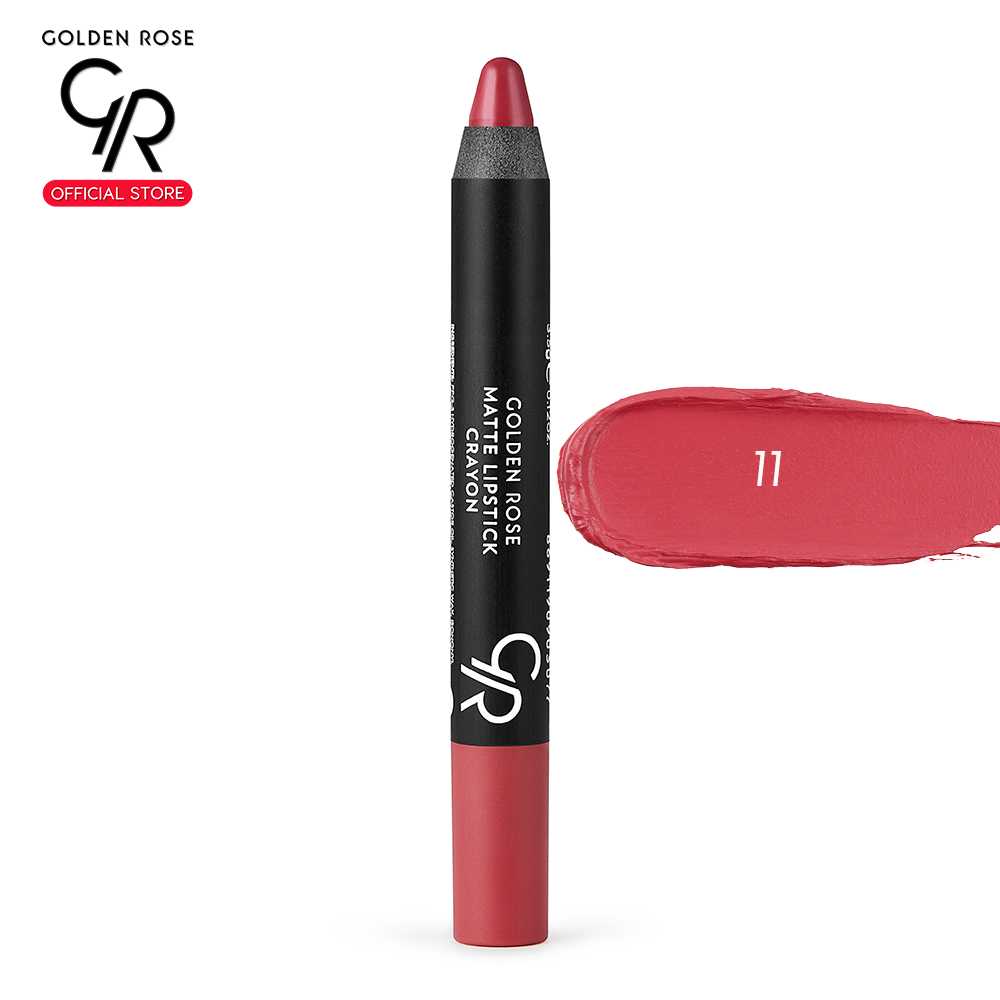Golden Rose โกลเด้น โรส แมท เครยอน ลิปสติก ลิปดินสอ Matte Lipstick Crayon 3.5g เบอร์ 11