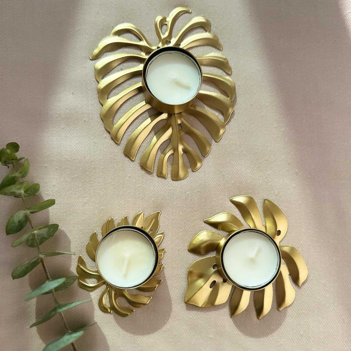 Monstera Leaf Tea Light Holder (Set of 3)