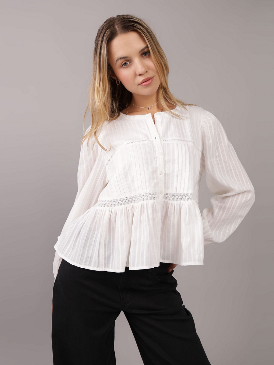เสื้อ ผู้หญิง 5941 INTL FLOWY OTT SWING LS TOP LU ( 035-5941-100 )