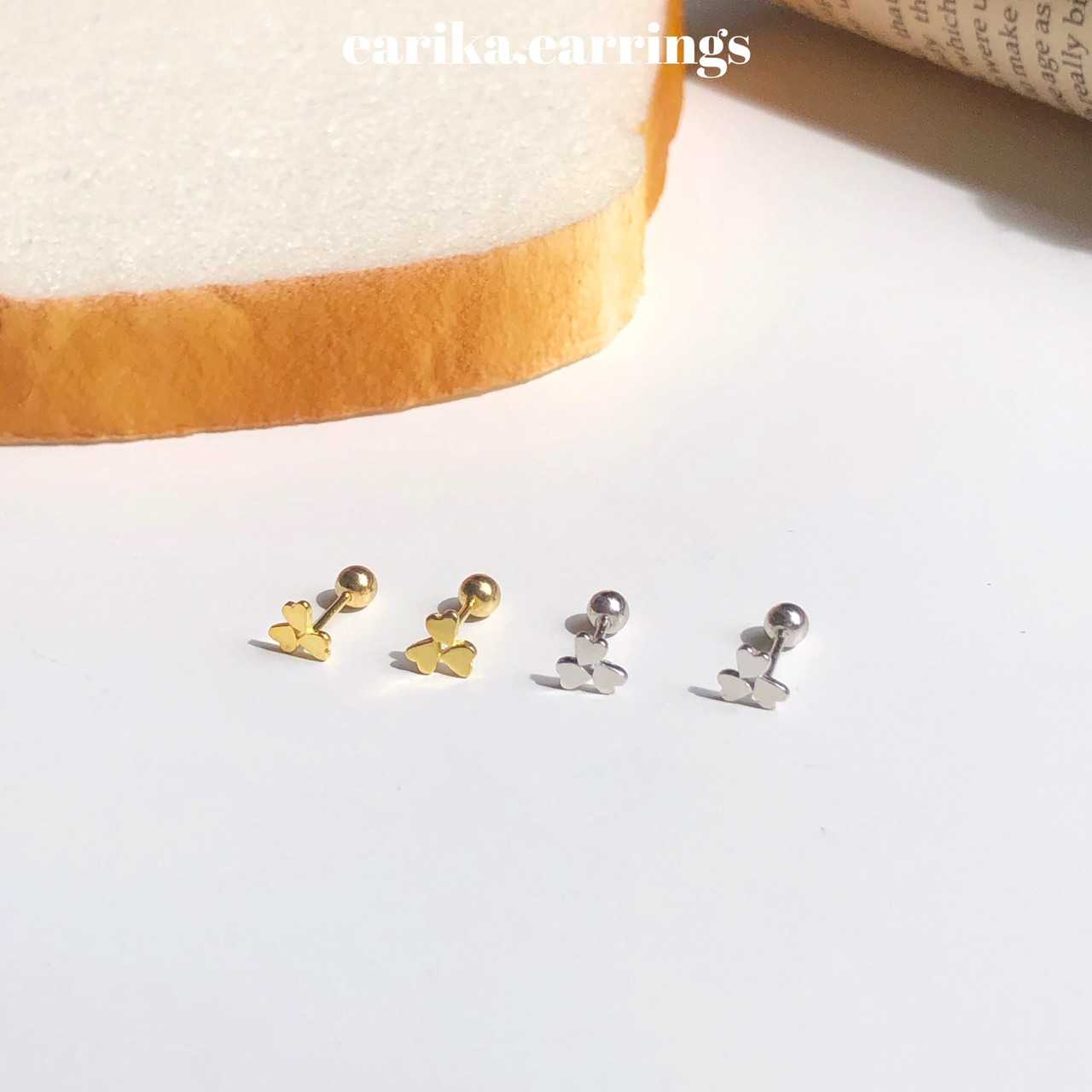 earika.earrings - clover heart piercing จิวหูเงินแท้หัวใจโคลเวอร์ (ราคาต่อชิ้น) เหมาะสำหรับคนแพ้ง่าย
