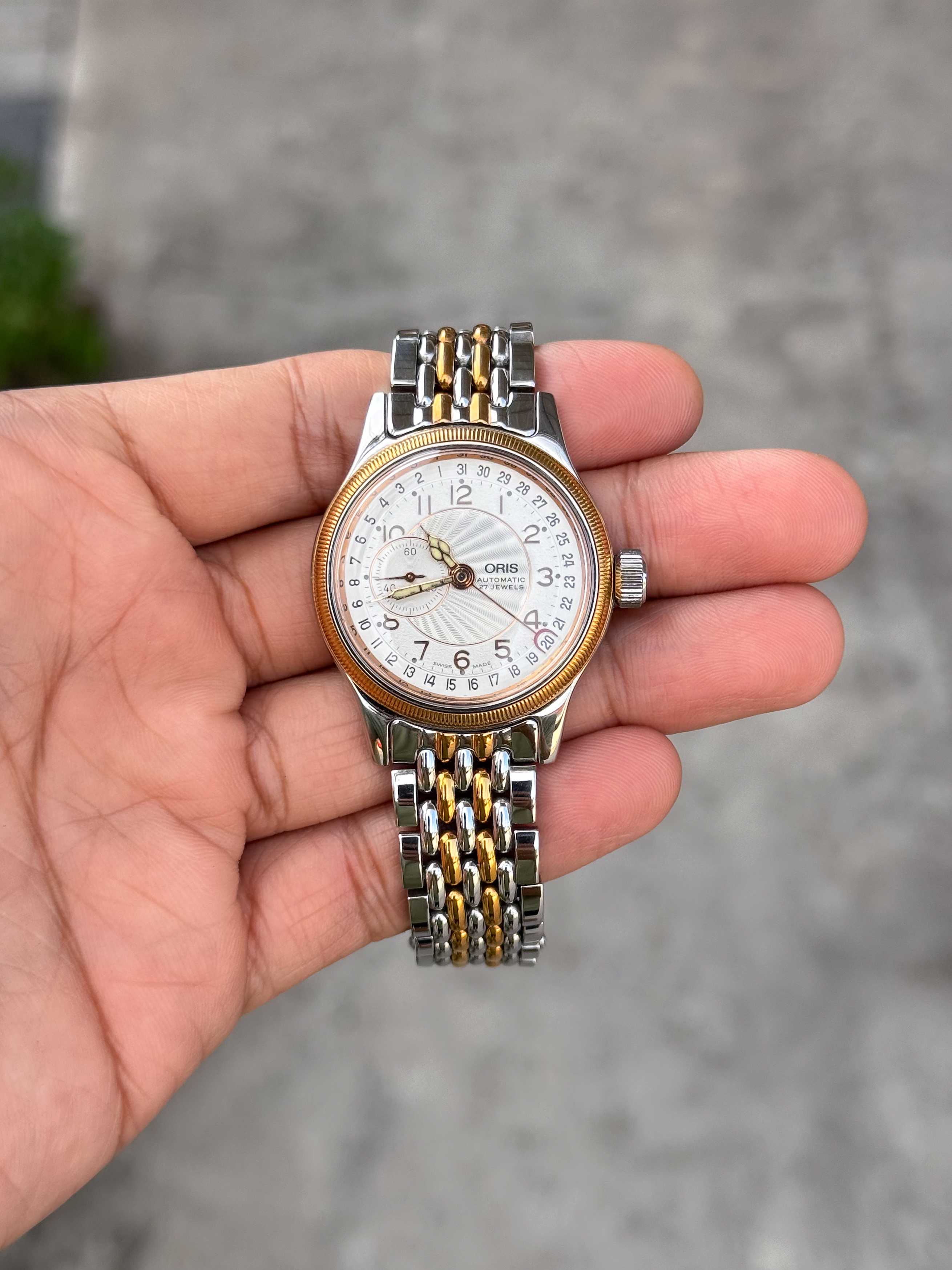 Oris Big Crown Pointer Date Small Second Automatic Boy Size 2tone