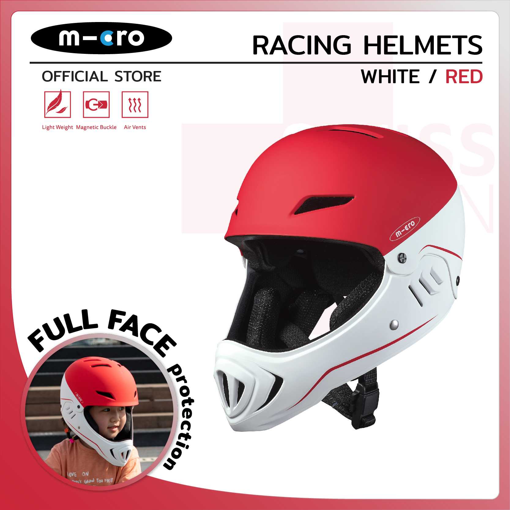 Micro Racing Helmet White/Red