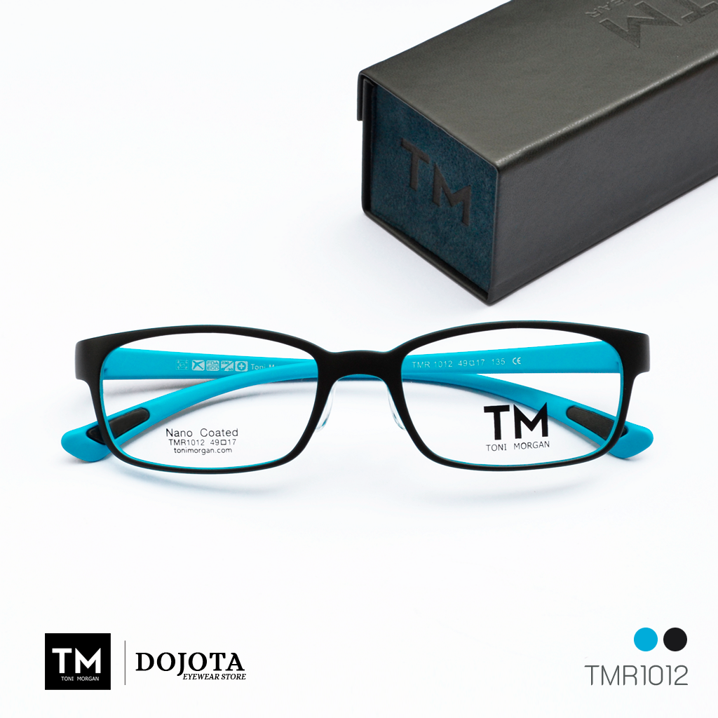กรอบแว่นตาทรงเล็ก Toni Morgan รุ่น TMR 1012  (สีดำ/ ฟ้า) น้ำหนักเบา ยืดหยุ่นได้