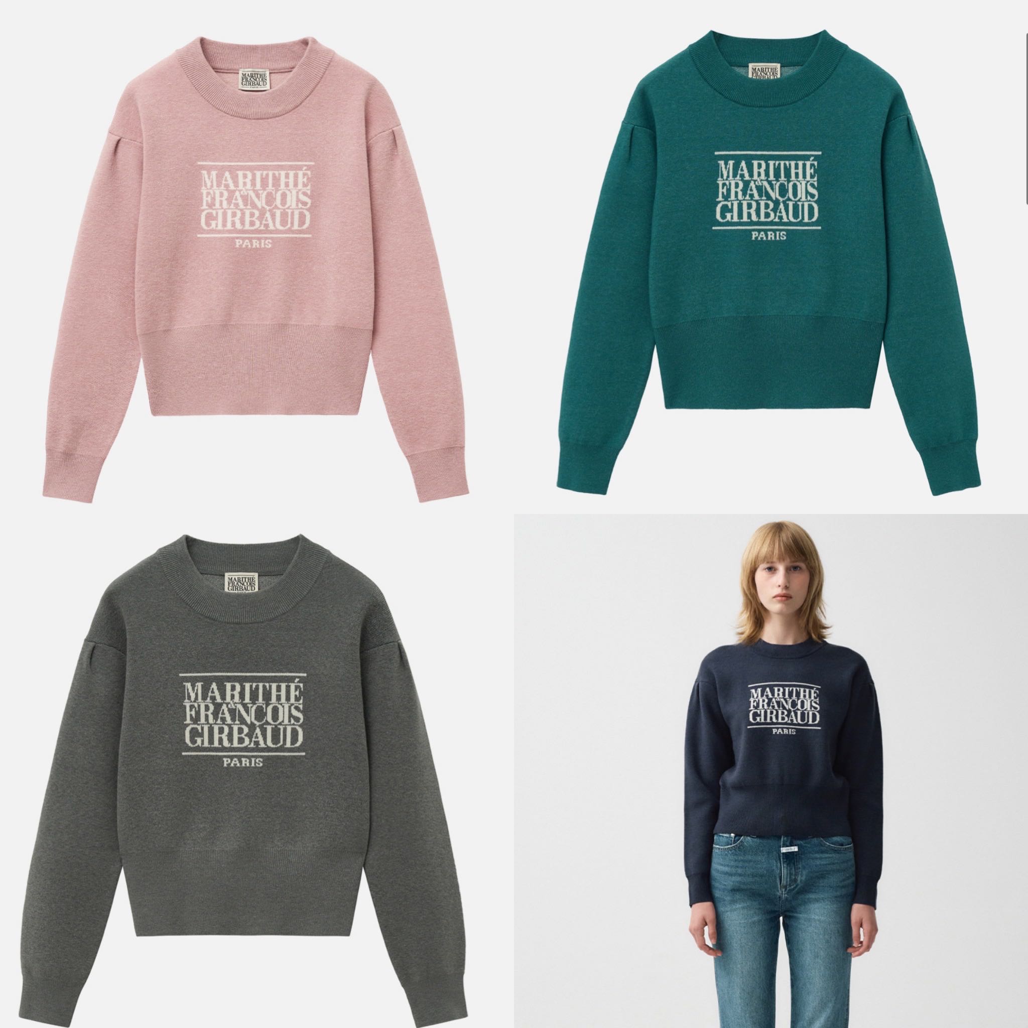 พร้อมส่ง Marithe Francois Girbaud เสื้อแขนยาวผ้า knit รุ่น w classic logo crop knit