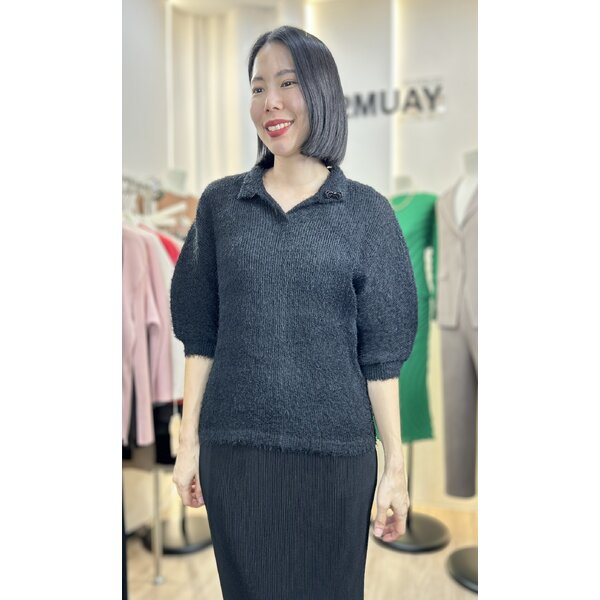 2MUAY รุ่น GJO11448 เสื้ออัดพลีท FUFFY POLO PLEATED TOP 4 สี FREE SIZE
