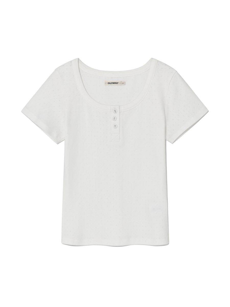 (pre,รวมส่ง) province eyelet button tee /glowny