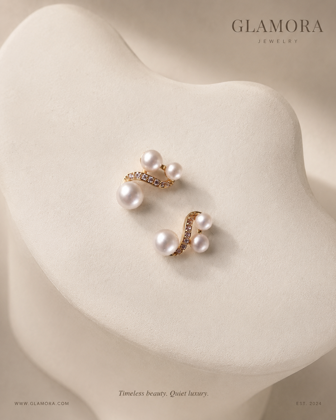 E14 The Golden Wave Pearl Earrings