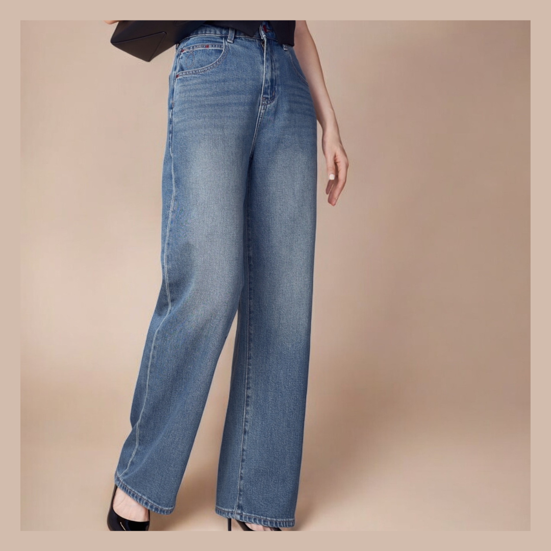 ยีนส์เอวสูง relaxed fit สี vintage wash