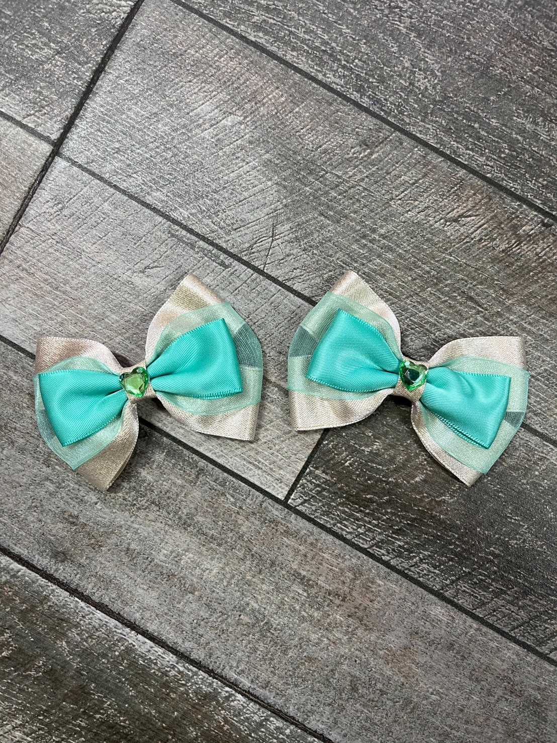 Ribbonsmom โบว์คู่ติดผม โบว์คู่เจ้าหญิง Princess collection ลาย Jusmin คู่