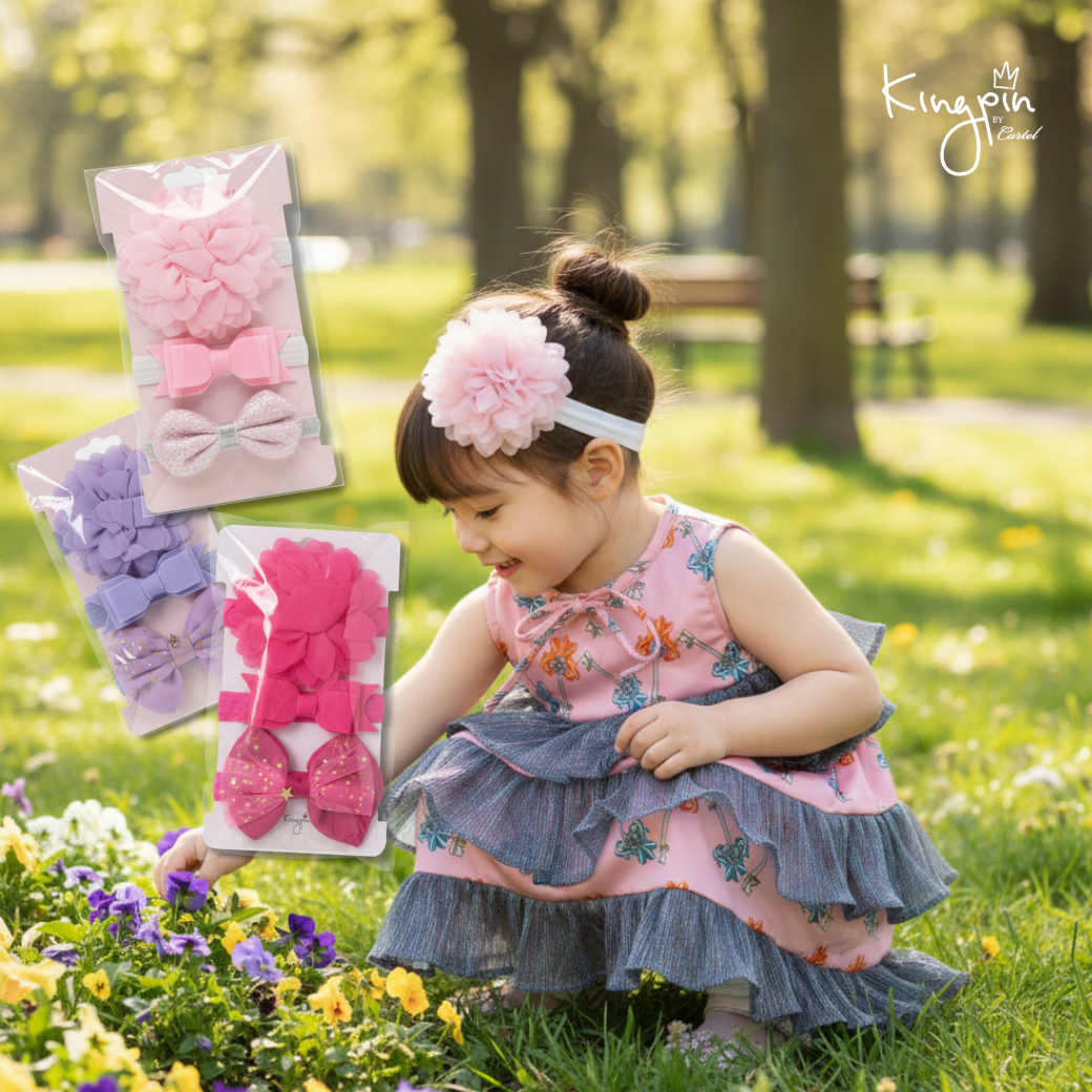 (acc) ที่คาดผมเด็กยางยืดสีม่วง, ชมพู, ชมพูอ่อน l Kingpin by Cartelkids