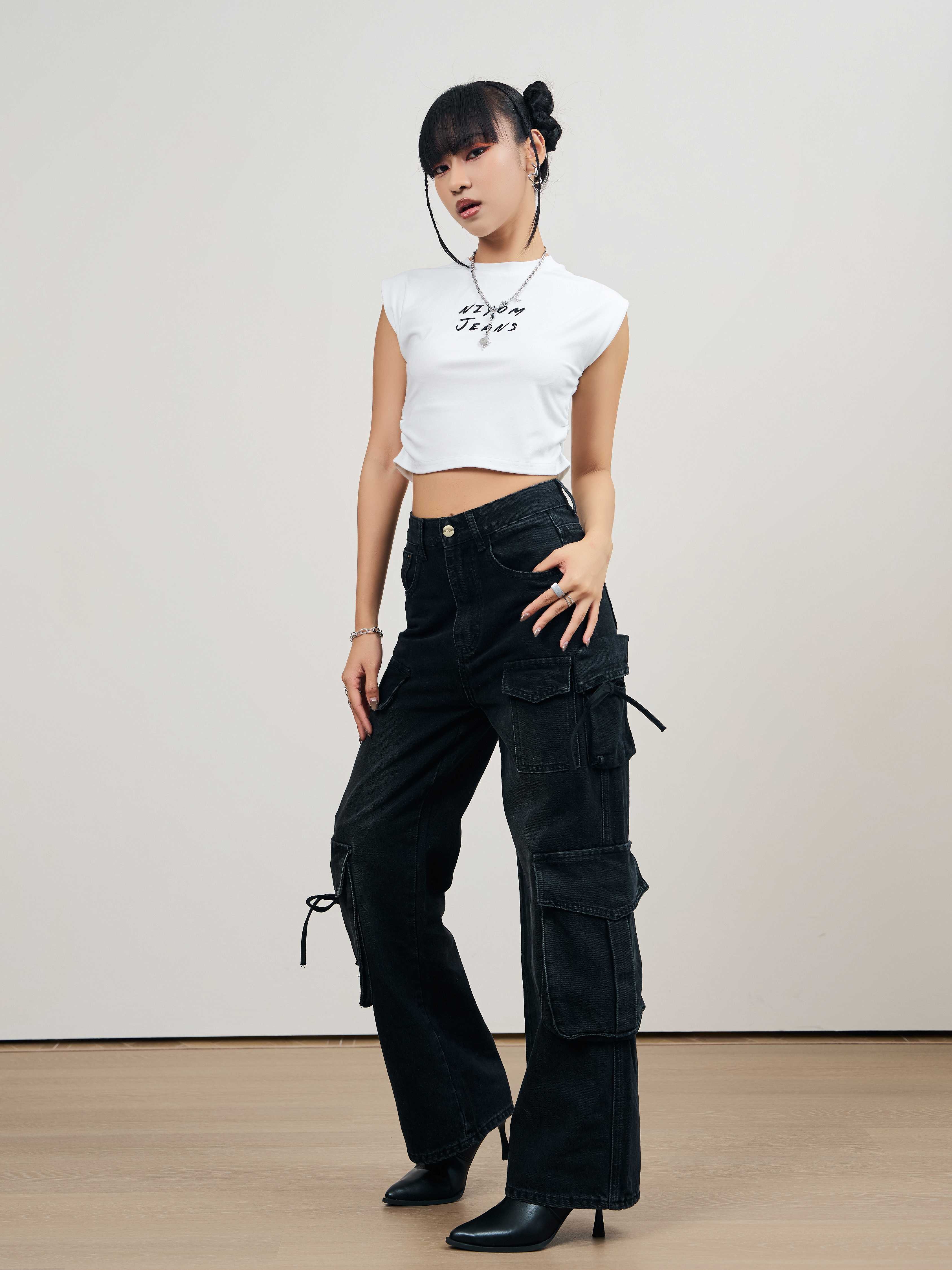 Niyom Jeans : รุ่น  BCG002.2 กางเกงยีนส์ผู้หญิง ทรงกระบอกคาโก้